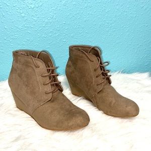 Charlotte Russe ankle wedge suede boots size 8